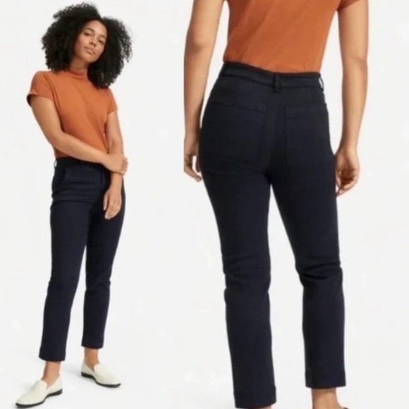 EVERLANE The Slim Leg Crop Pants in Navy Blue Size 2 - Picture 1 of 9